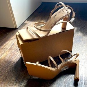 Topshop Salone two part block heel sandals in neutral
